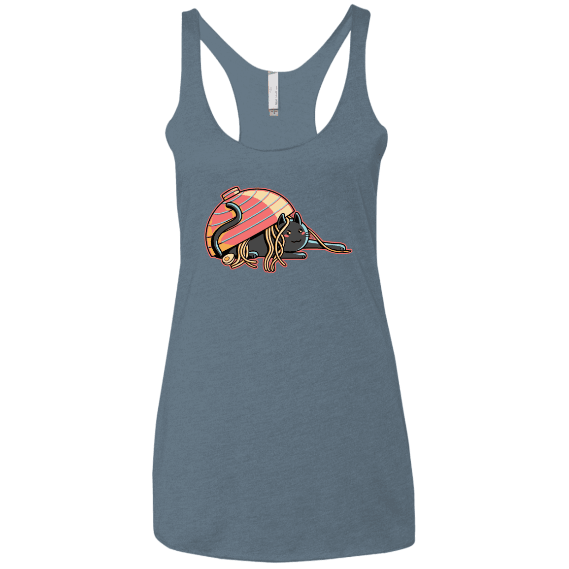 T-Shirts Indigo / X-Small Ramen Loving Cat Women's Triblend Racerback Tank