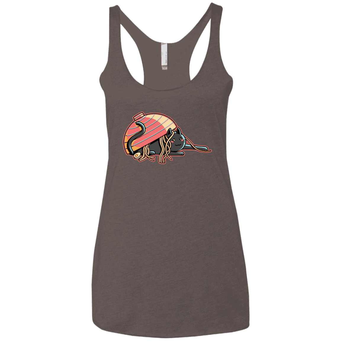 T-Shirts Macchiato / X-Small Ramen Loving Cat Women's Triblend Racerback Tank