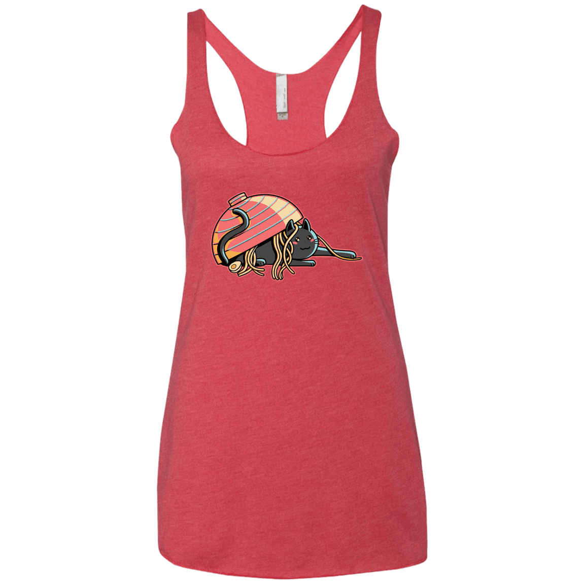 T-Shirts Vintage Red / X-Small Ramen Loving Cat Women's Triblend Racerback Tank