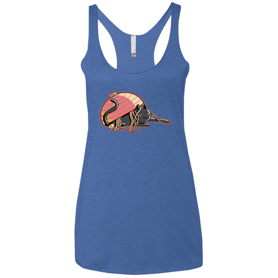 T-Shirts Vintage Royal / X-Small Ramen Loving Cat Women's Triblend Racerback Tank