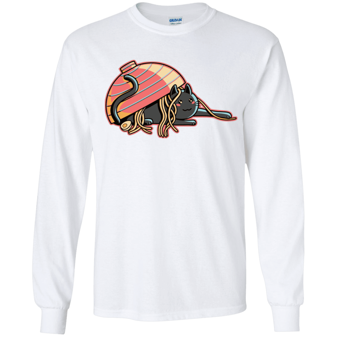 T-Shirts White / YS Ramen Loving Cat Youth Long Sleeve T-Shirt