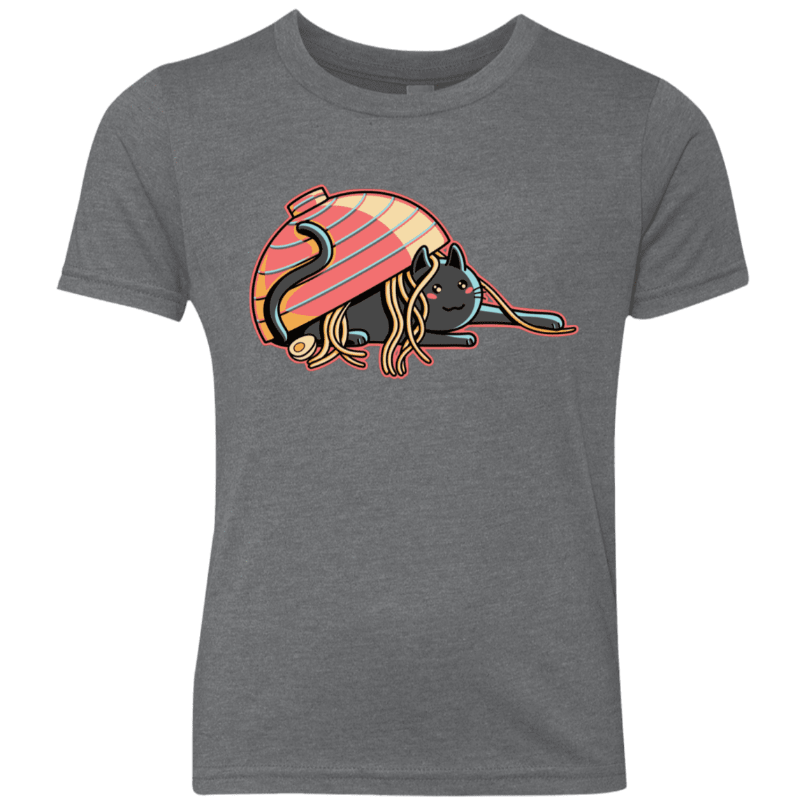 T-Shirts Premium Heather / YXS Ramen Loving Cat Youth Triblend T-Shirt