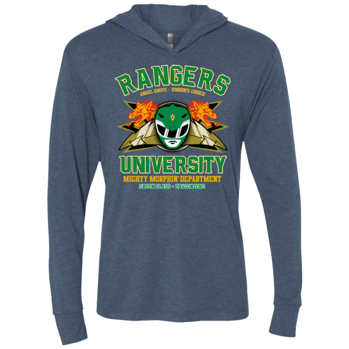 T-Shirts Indigo / X-Small Rangers U Green Ranger Triblend Long Sleeve Hoodie Tee