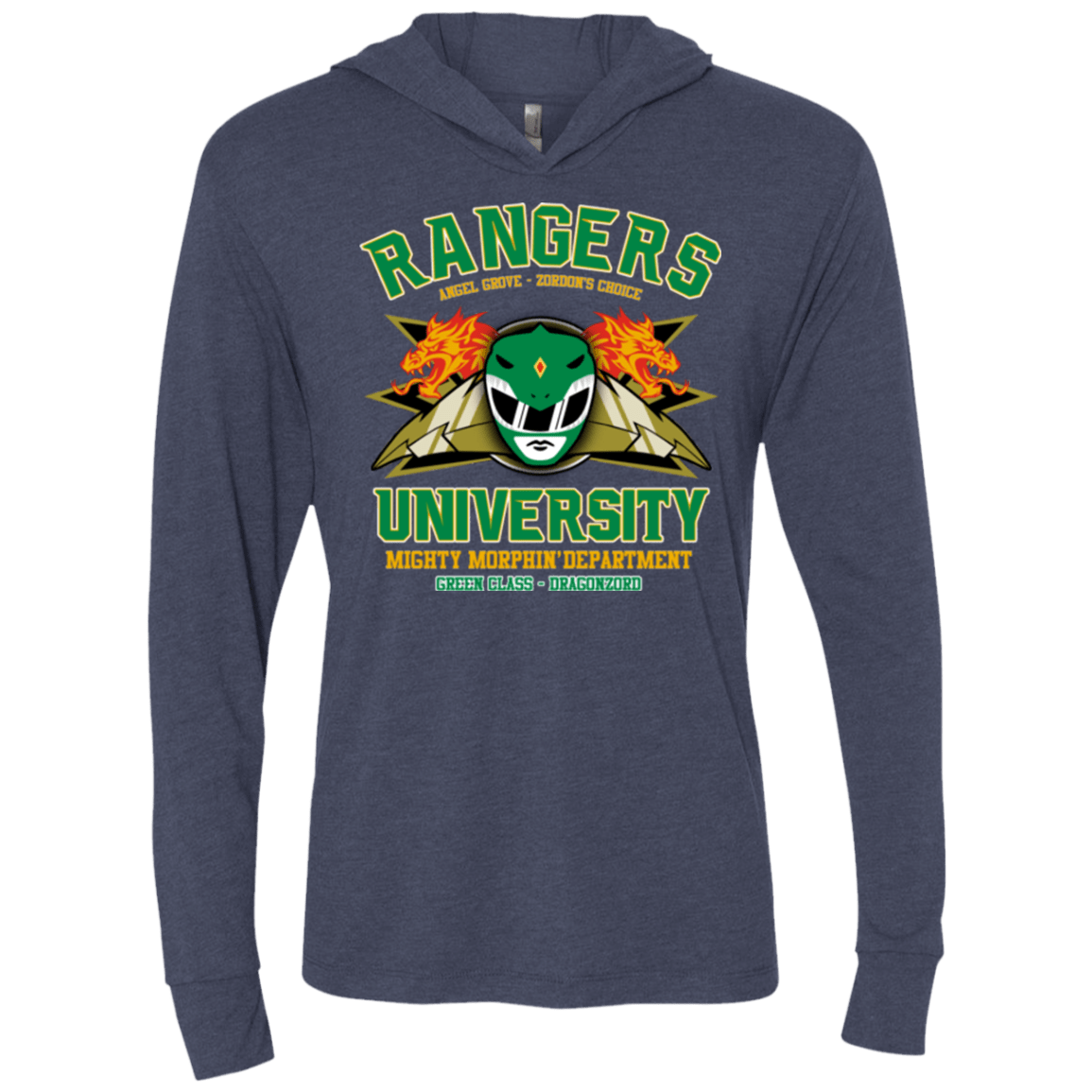 T-Shirts Vintage Navy / X-Small Rangers U Green Ranger Triblend Long Sleeve Hoodie Tee