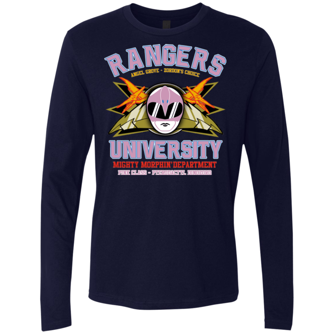 T-Shirts Midnight Navy / Small Rangers U Pink Ranger Men's Premium Long Sleeve