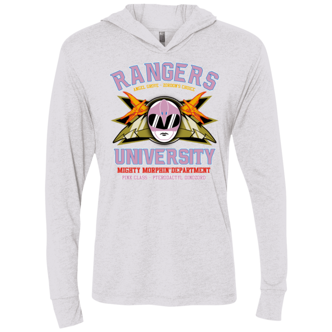 T-Shirts Heather White / X-Small Rangers U Pink Ranger Triblend Long Sleeve Hoodie Tee