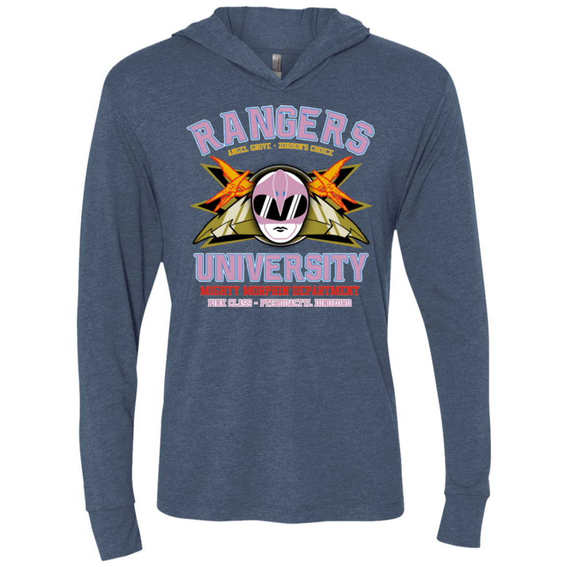 T-Shirts Indigo / X-Small Rangers U Pink Ranger Triblend Long Sleeve Hoodie Tee
