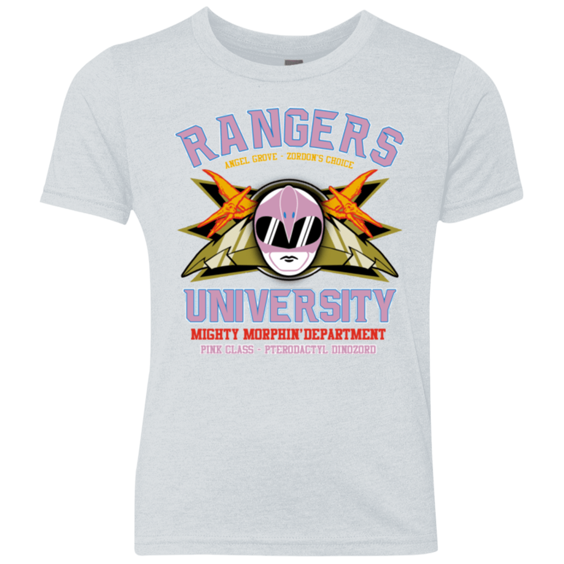 T-Shirts Heather White / YXS Rangers U Pink Ranger Youth Triblend T-Shirt