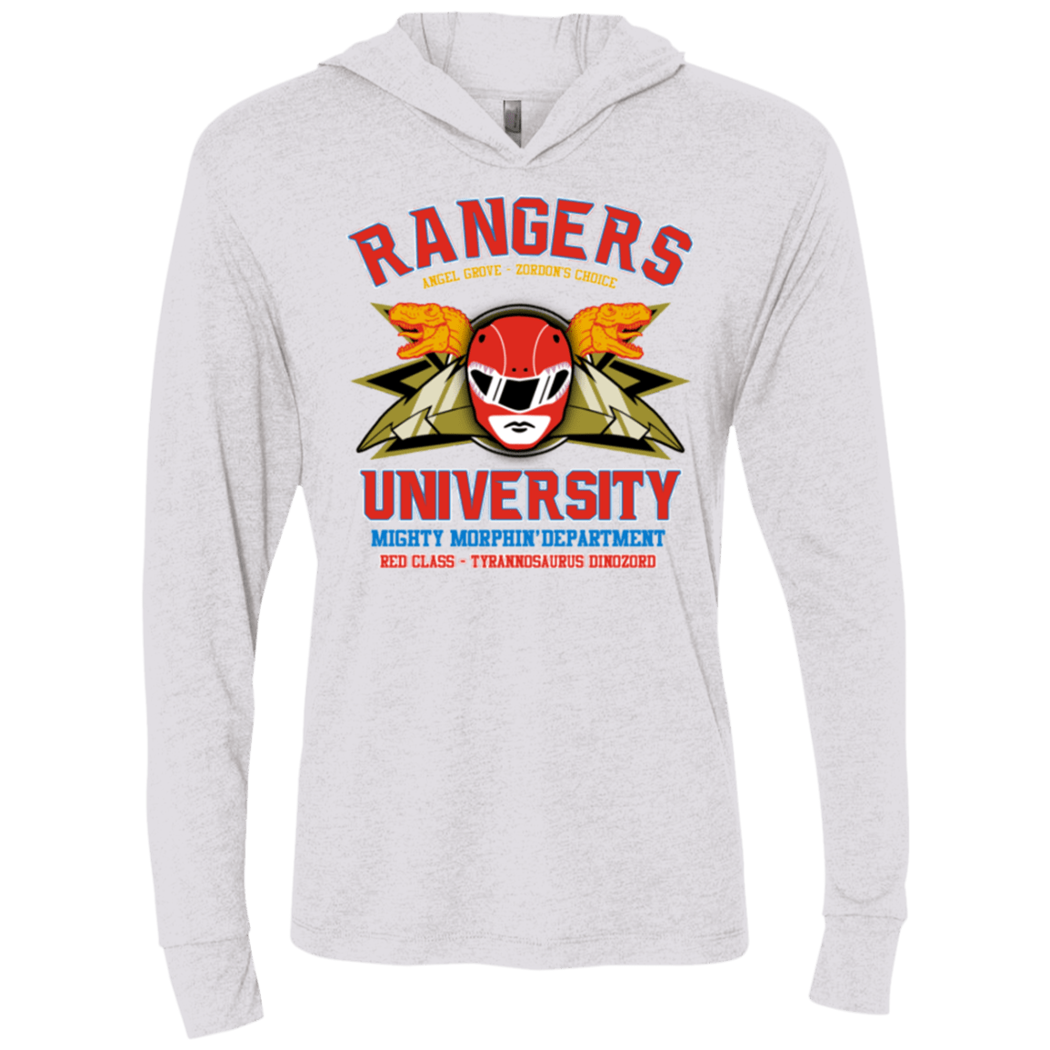 T-Shirts Heather White / X-Small Rangers U - Red Ranger Triblend Long Sleeve Hoodie Tee