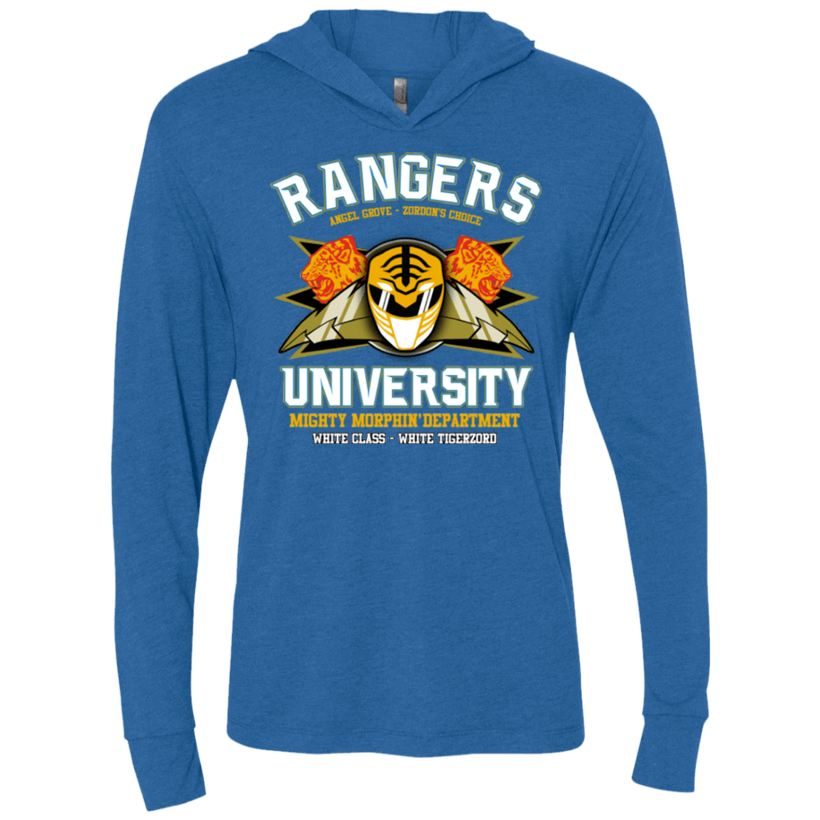 Rangers U White Ranger Triblend Long Sleeve Hoodie Tee