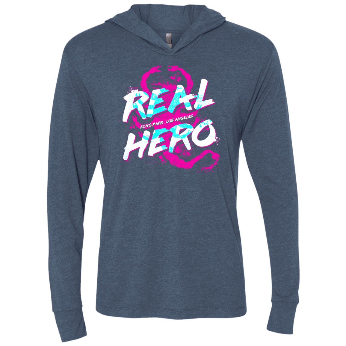 T-Shirts Indigo / X-Small Real Hero Triblend Long Sleeve Hoodie Tee