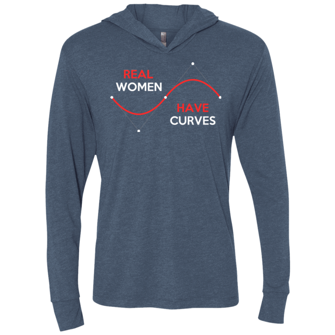 T-Shirts Indigo / X-Small Real Women Triblend Long Sleeve Hoodie Tee