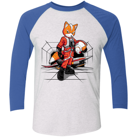 T-Shirts Heather White/Vintage Royal / X-Small Rebel Fox Men's Triblend 3/4 Sleeve