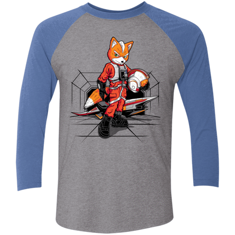 T-Shirts Premium Heather/ Vintage Royal / X-Small Rebel Fox Men's Triblend 3/4 Sleeve
