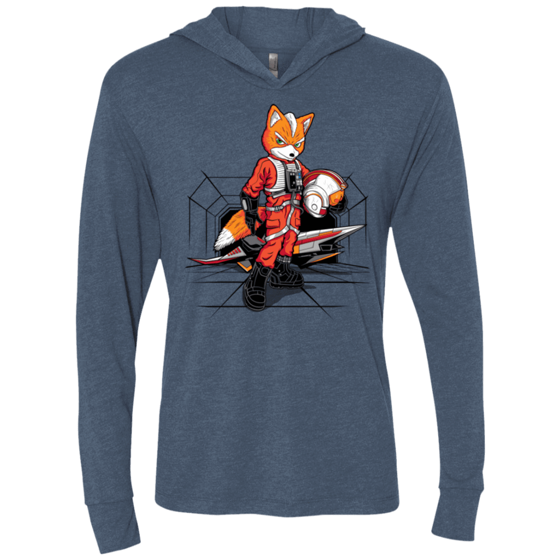 T-Shirts Indigo / X-Small Rebel Fox Triblend Long Sleeve Hoodie Tee