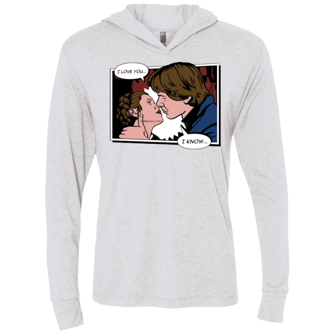 T-Shirts Heather White / X-Small Rebelstein Kiss Triblend Long Sleeve Hoodie Tee