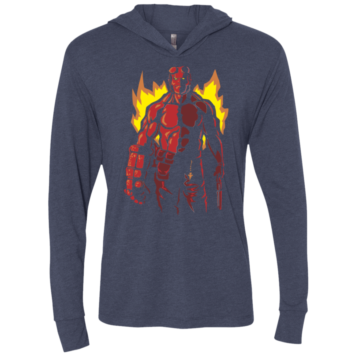 T-Shirts Vintage Navy / X-Small Red Hero Triblend Long Sleeve Hoodie Tee