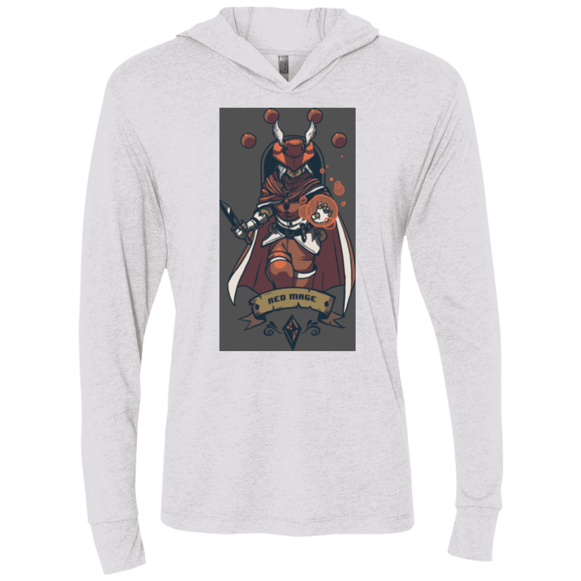 T-Shirts Heather White / X-Small Red Mage Triblend Long Sleeve Hoodie Tee