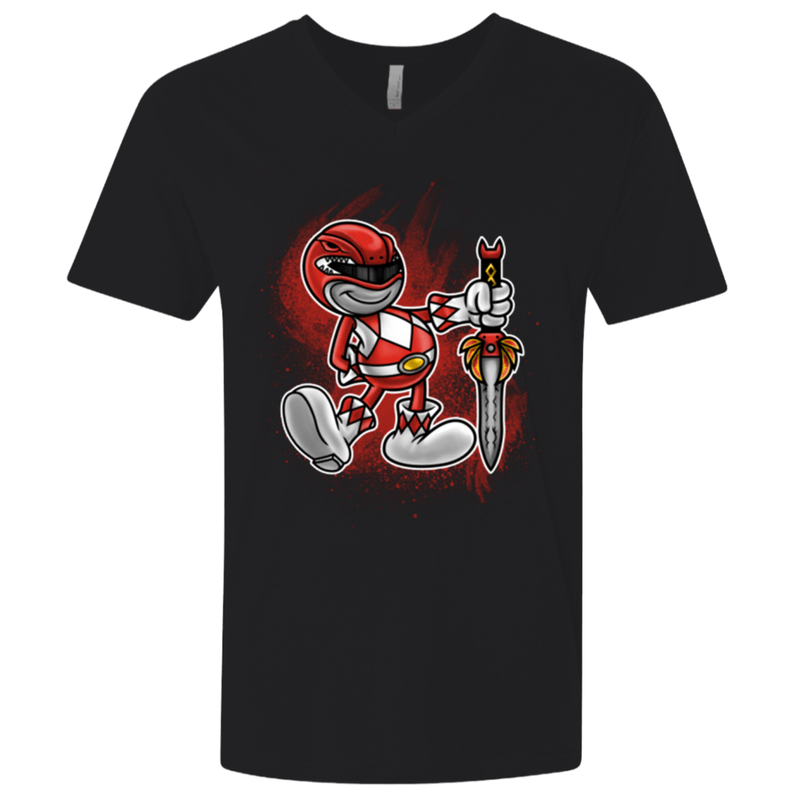 T-Shirts Black / X-Small Red Ranger Artwork Men's Premium V-Neck