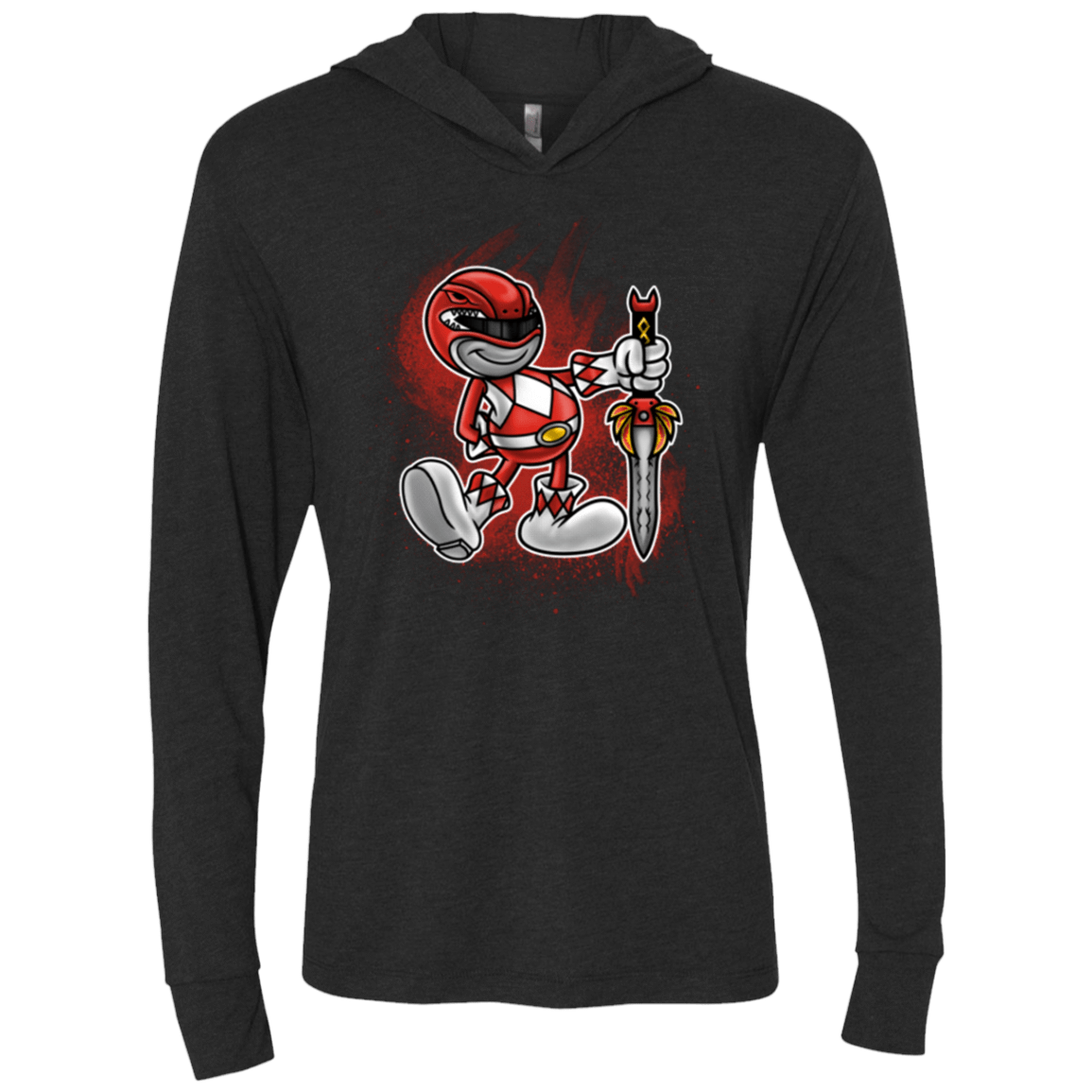 T-Shirts Vintage Black / X-Small Red Ranger Artwork Triblend Long Sleeve Hoodie Tee