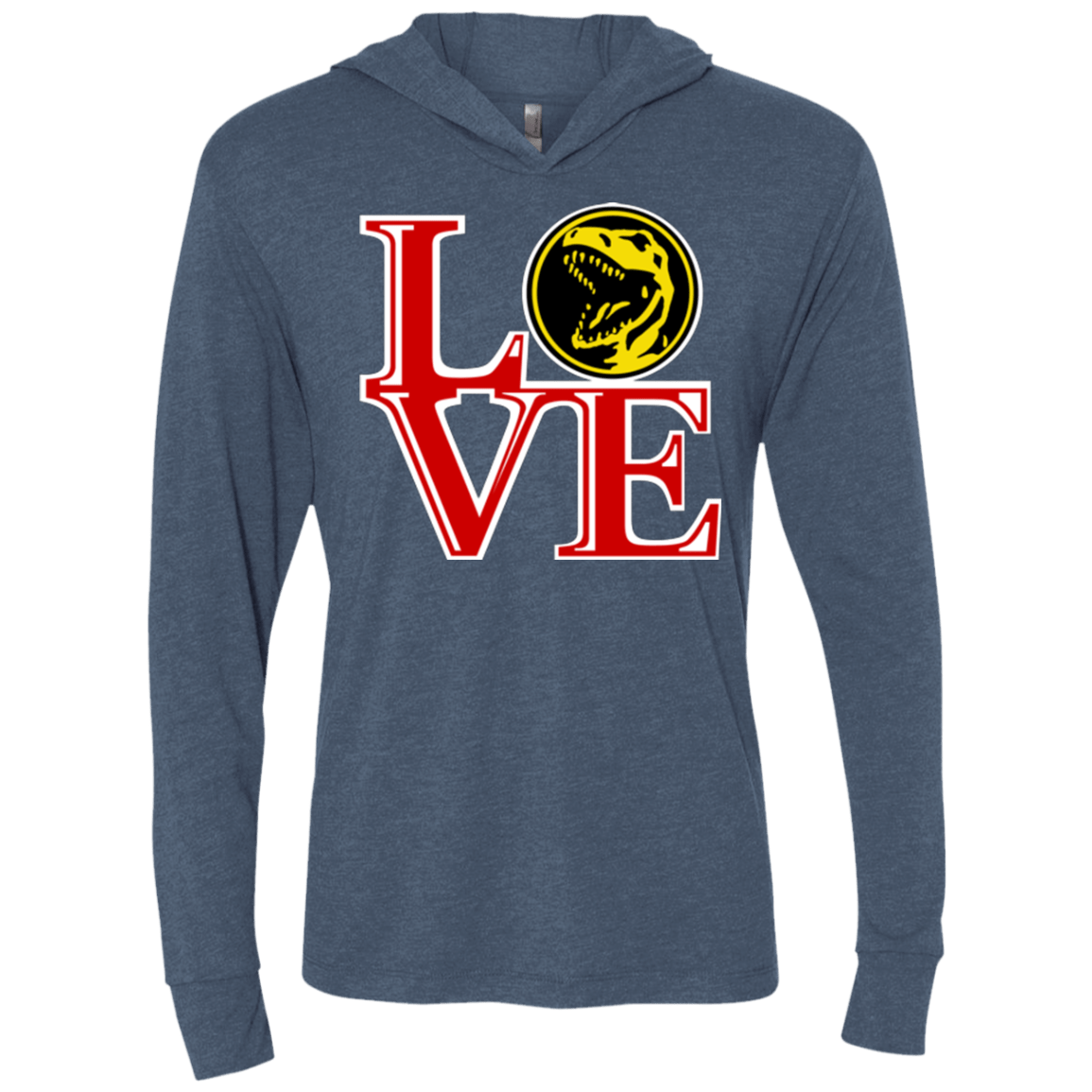 T-Shirts Indigo / X-Small Red Ranger LOVE Triblend Long Sleeve Hoodie Tee