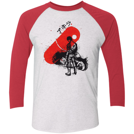 T-Shirts Heather White/Vintage Red / X-Small RED SUN AKIRA Men's Triblend 3/4 Sleeve