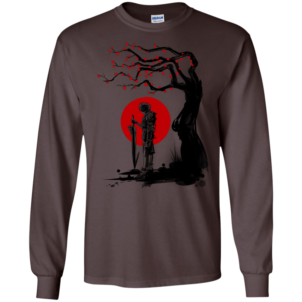 T-Shirts Dark Chocolate / S Red Sun in Zanarkand Men's Long Sleeve T-Shirt