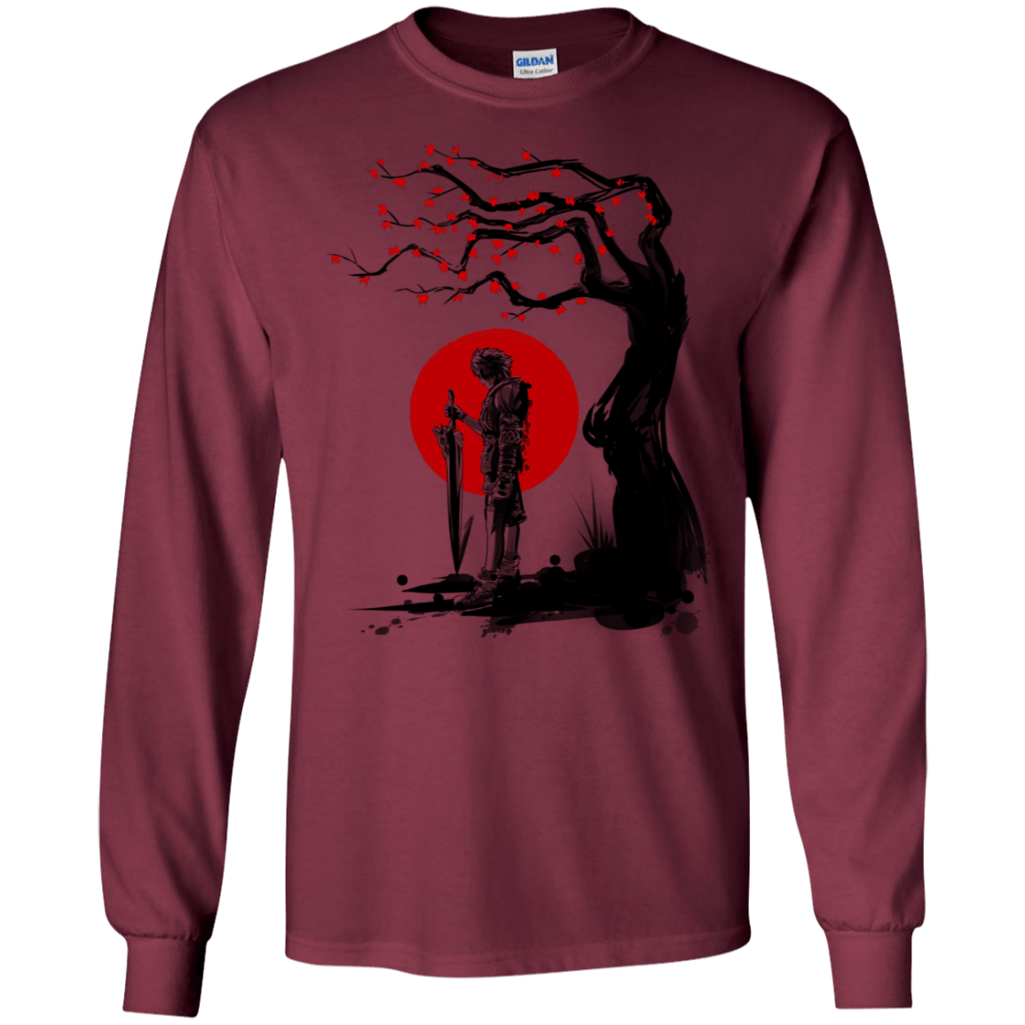 T-Shirts Maroon / S Red Sun in Zanarkand Men's Long Sleeve T-Shirt