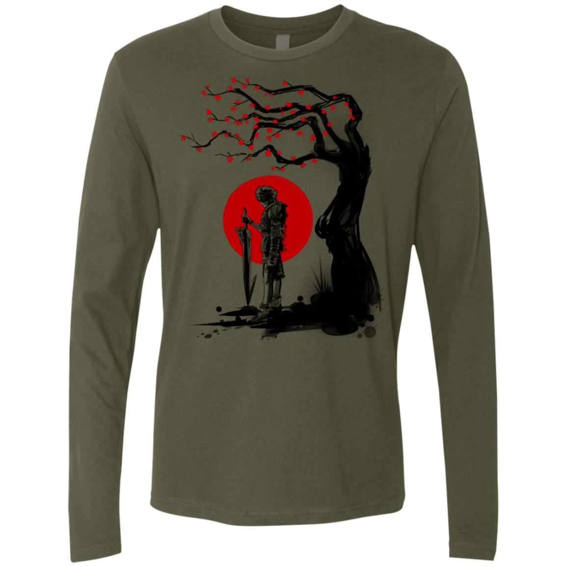 T-Shirts Military Green / S Red Sun in Zanarkand Men's Premium Long Sleeve