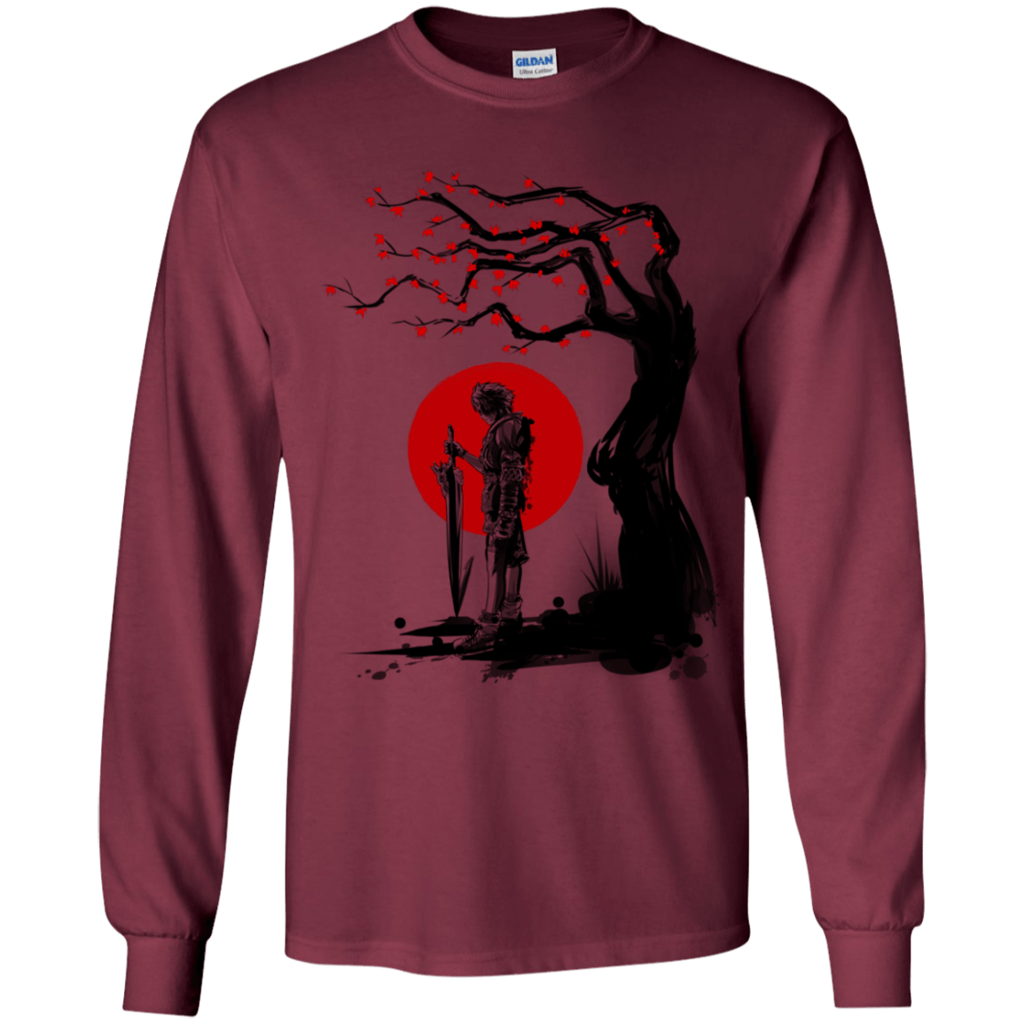 T-Shirts Maroon / YS Red Sun in Zanarkand Youth Long Sleeve T-Shirt