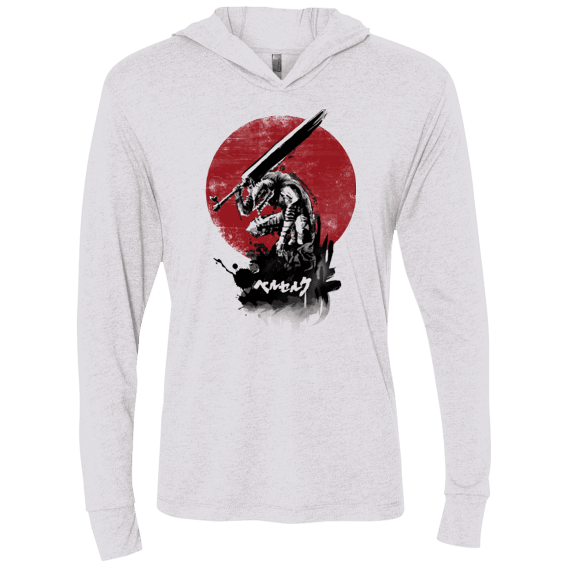 T-Shirts Heather White / X-Small Red Sun Swordsman Triblend Long Sleeve Hoodie Tee
