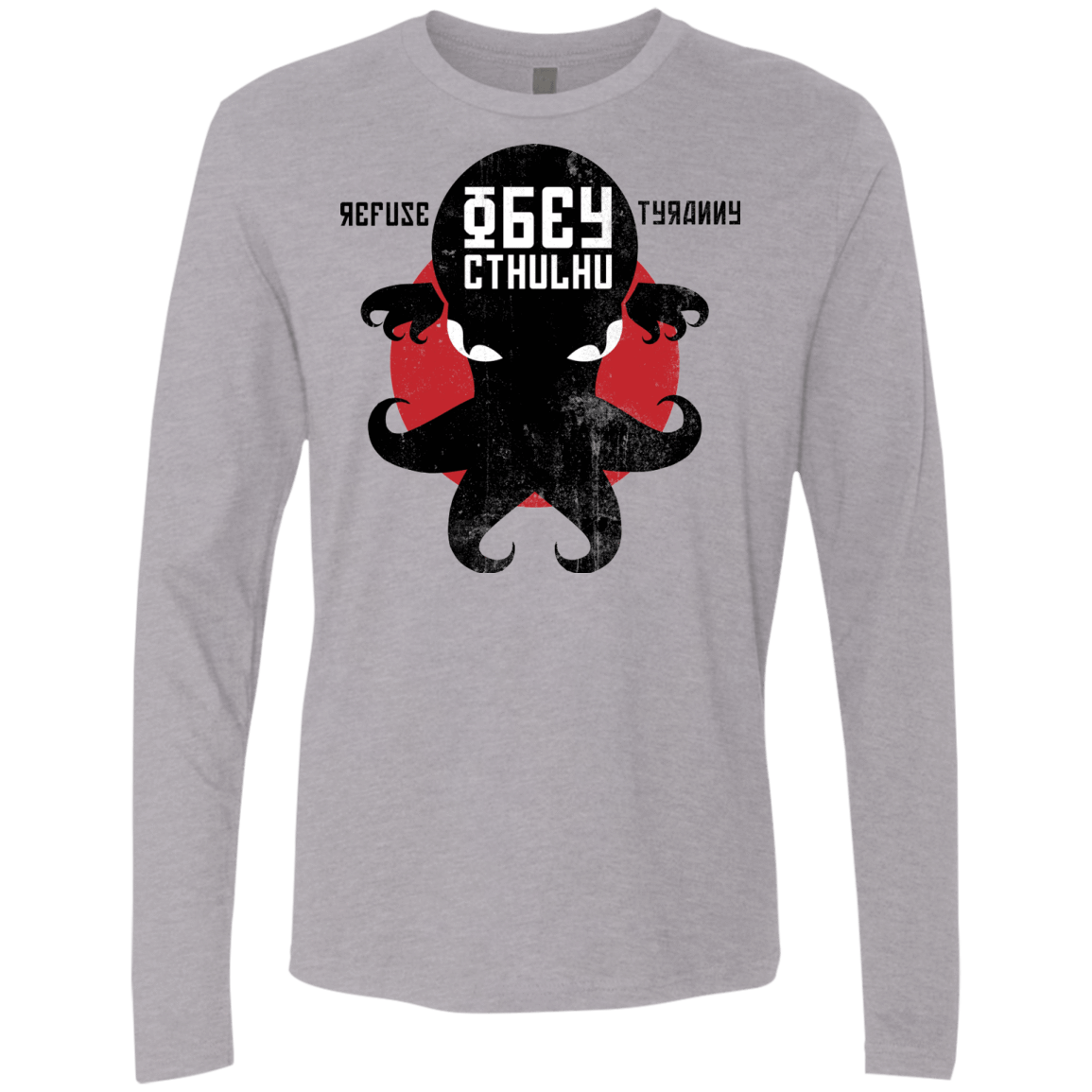 T-Shirts Heather Grey / Small Refuse Tyranny, Obey Cthulhu Men's Premium Long Sleeve