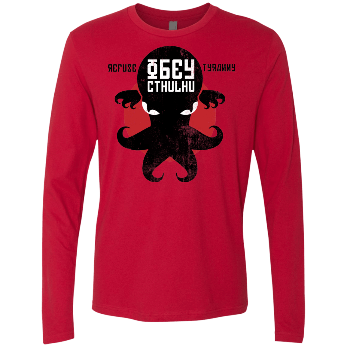 T-Shirts Red / Small Refuse Tyranny, Obey Cthulhu Men's Premium Long Sleeve