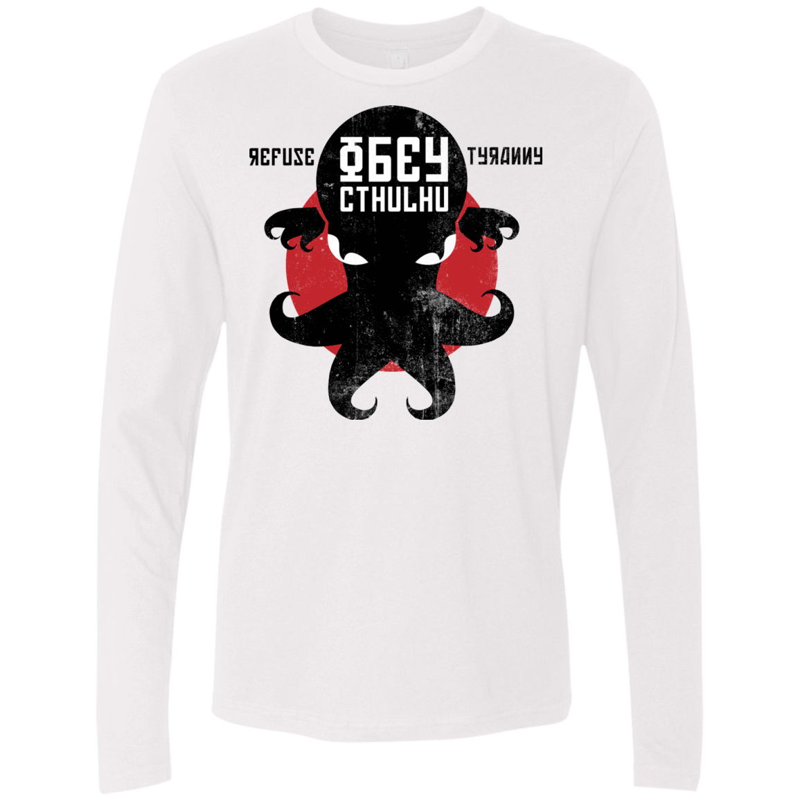 T-Shirts White / Small Refuse Tyranny, Obey Cthulhu Men's Premium Long Sleeve