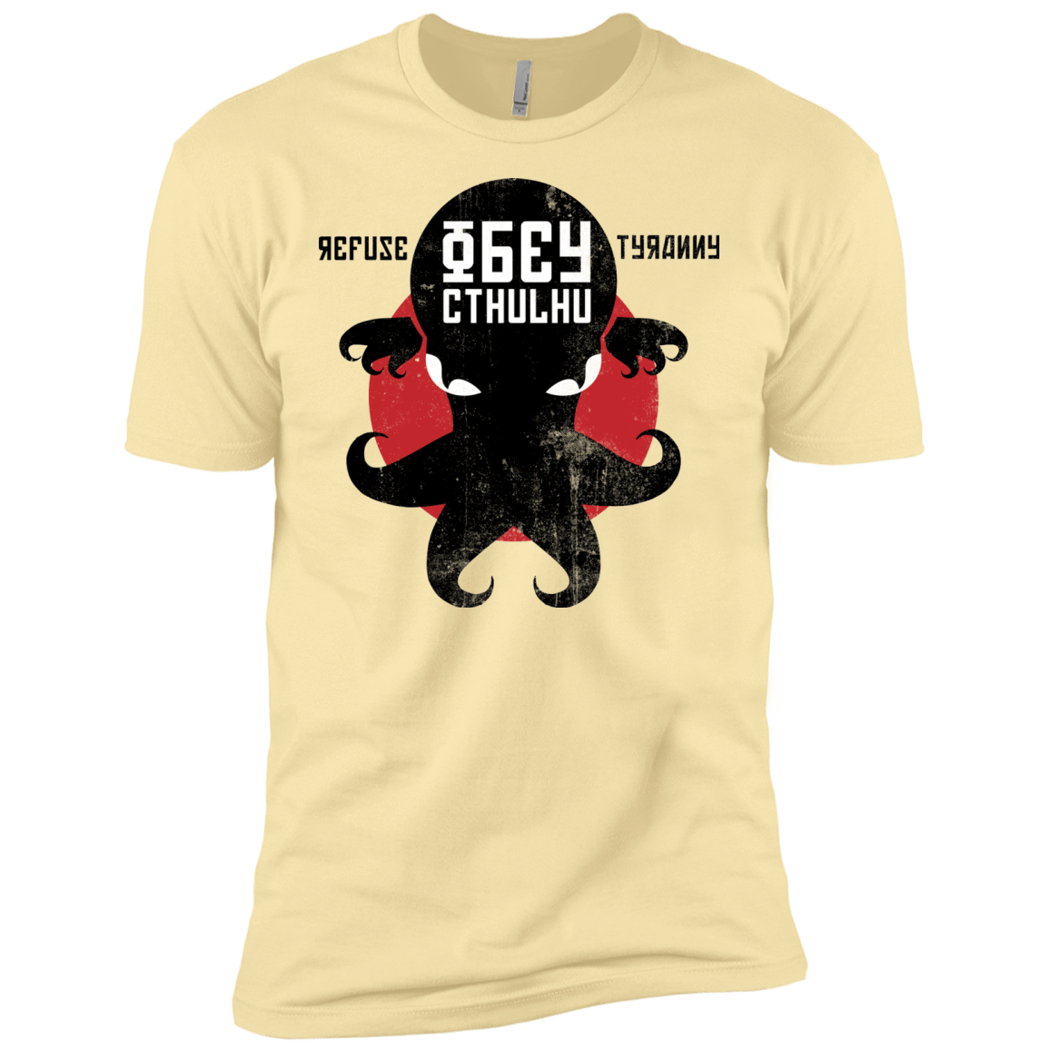 T-Shirts Banana Cream / X-Small Refuse Tyranny, Obey Cthulhu Men's Premium T-Shirt