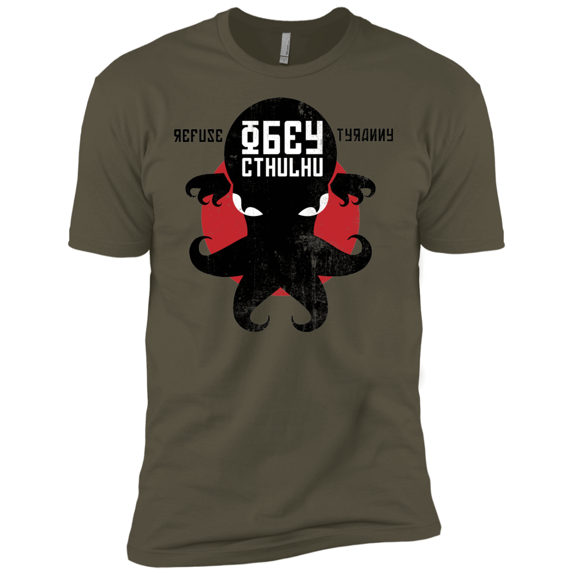 T-Shirts Military Green / X-Small Refuse Tyranny, Obey Cthulhu Men's Premium T-Shirt