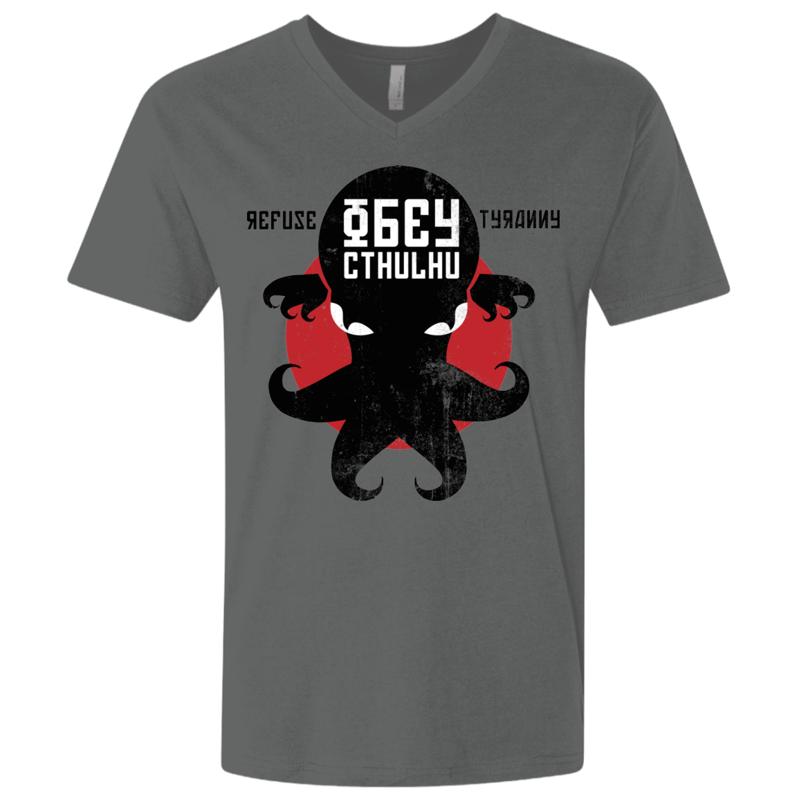T-Shirts Heavy Metal / X-Small Refuse Tyranny, Obey Cthulhu Men's Premium V-Neck