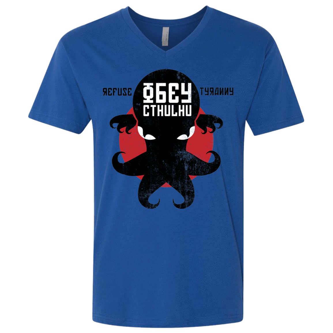 T-Shirts Royal / X-Small Refuse Tyranny, Obey Cthulhu Men's Premium V-Neck