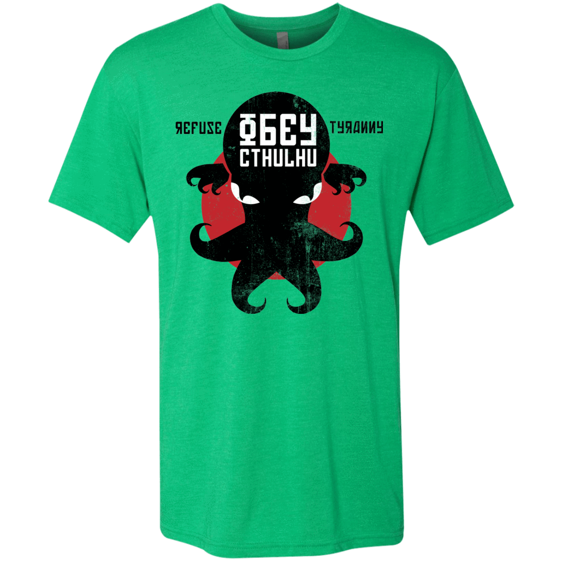 T-Shirts Envy / Small Refuse Tyranny, Obey Cthulhu Men's Triblend T-Shirt
