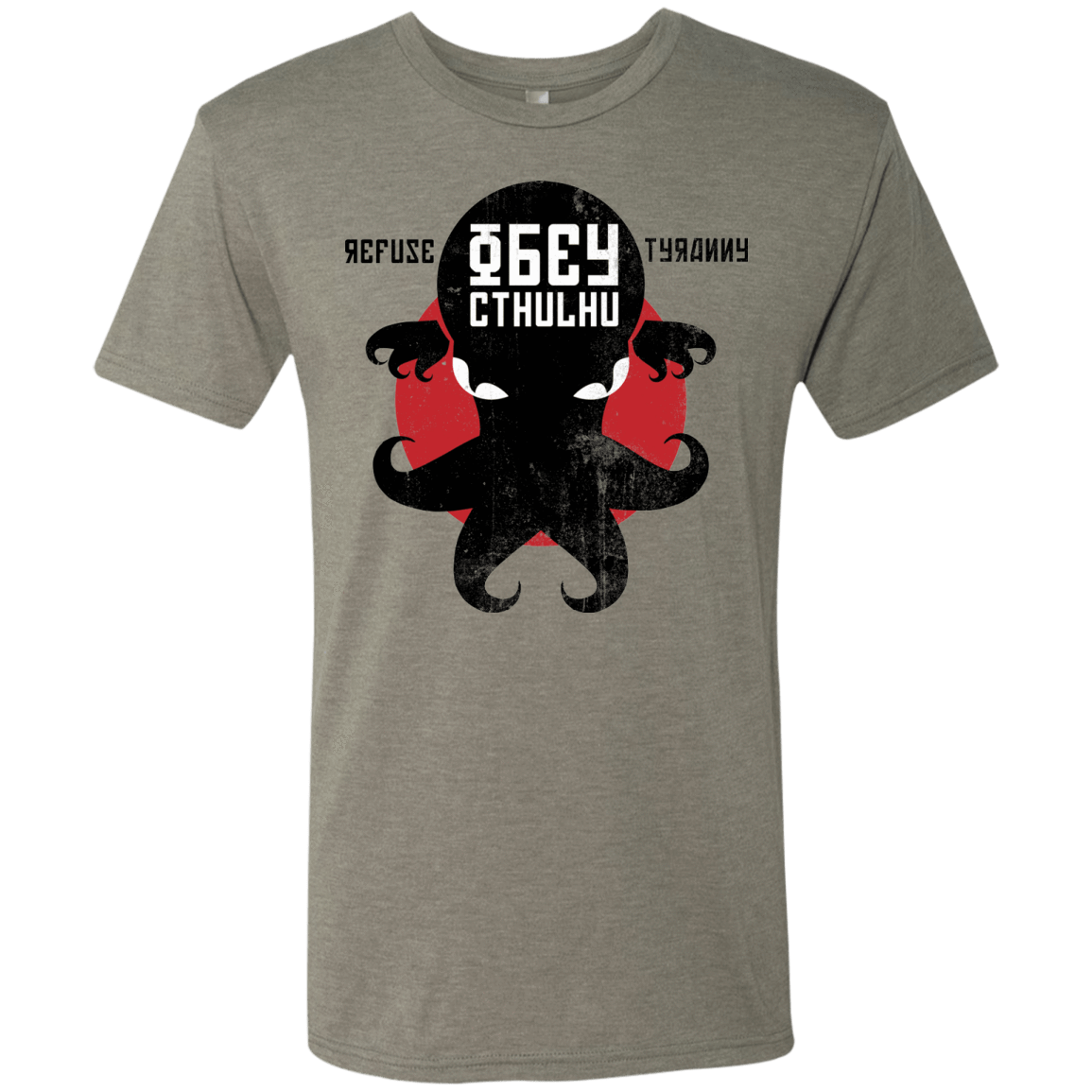 T-Shirts Venetian Grey / Small Refuse Tyranny, Obey Cthulhu Men's Triblend T-Shirt
