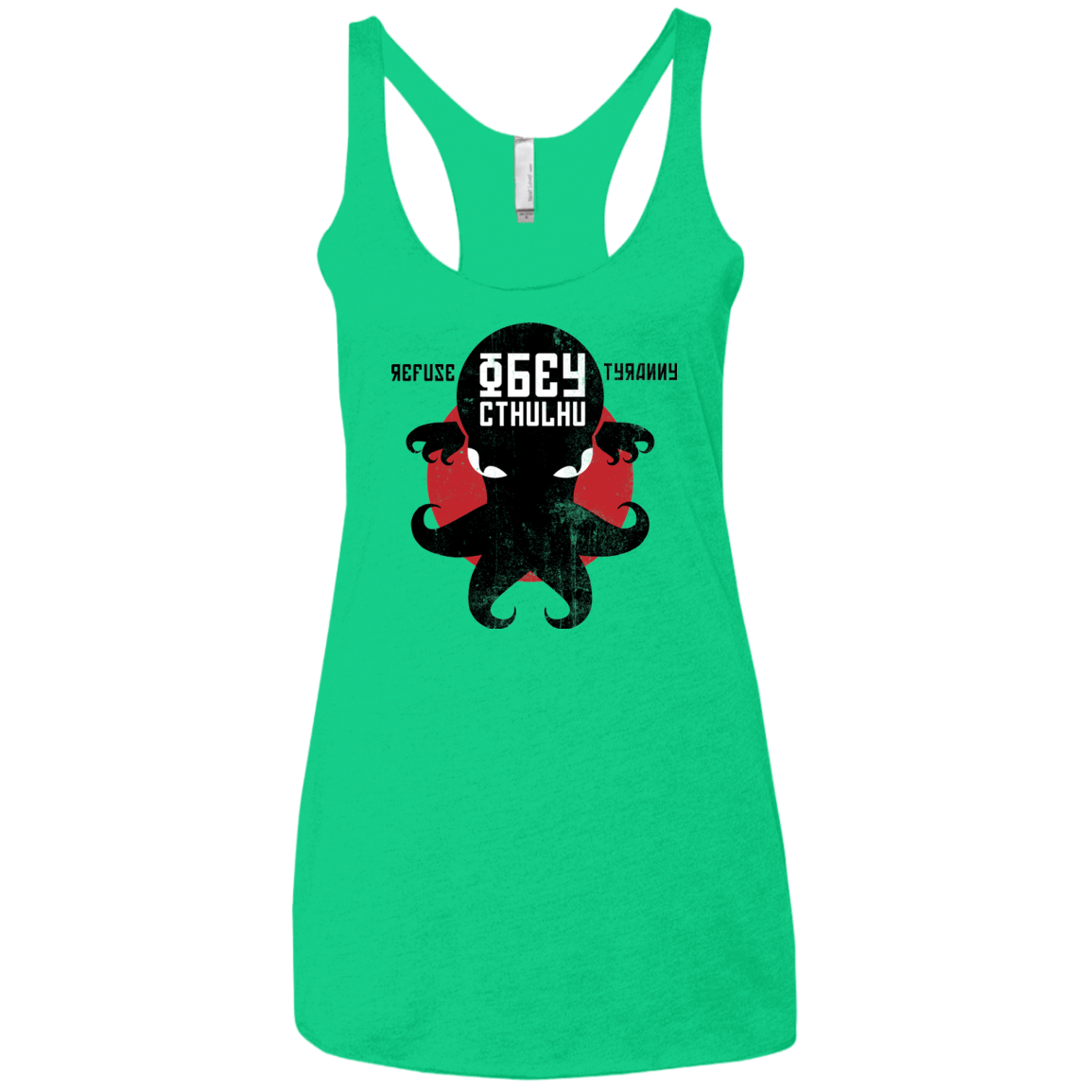 T-Shirts Envy / X-Small Refuse Tyranny, Obey Cthulhu Women's Triblend Racerback Tank