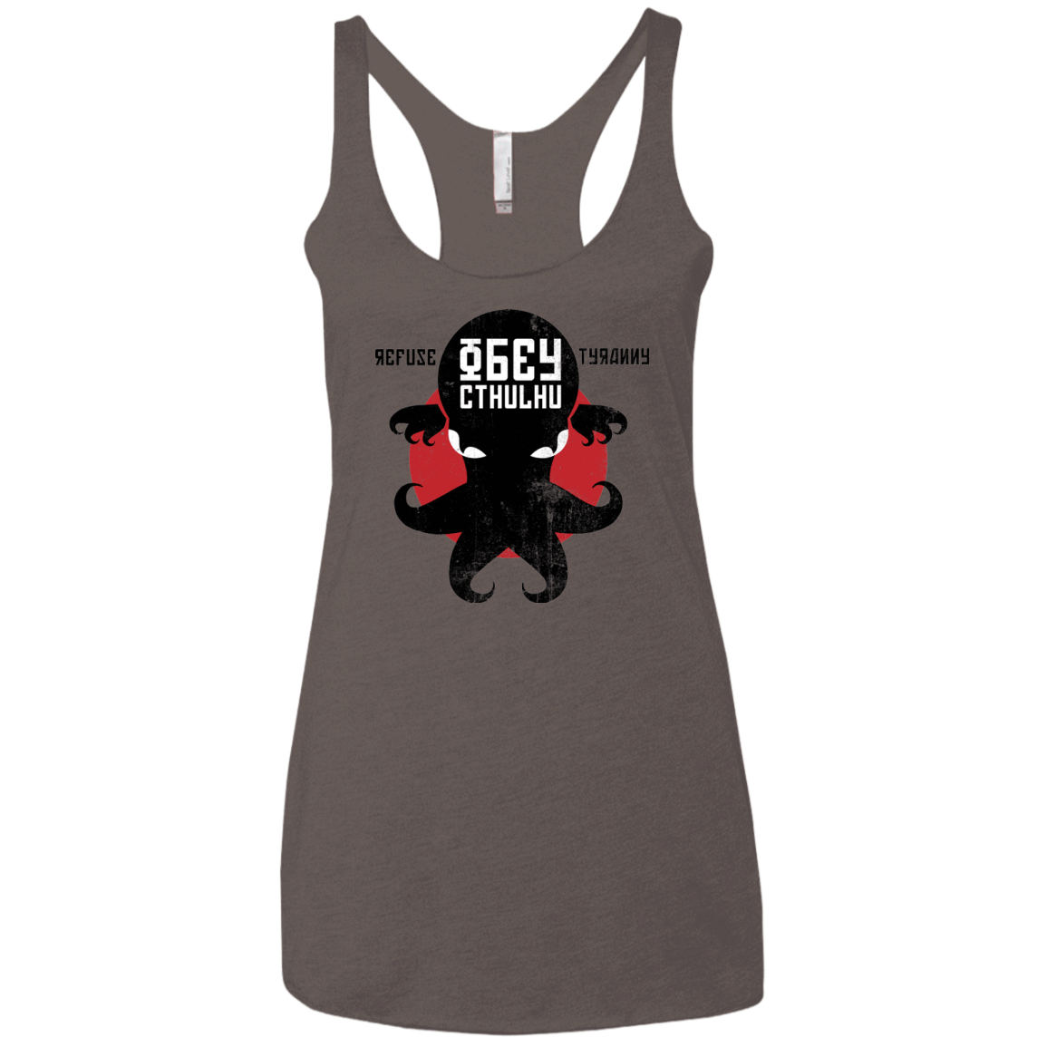 T-Shirts Macchiato / X-Small Refuse Tyranny, Obey Cthulhu Women's Triblend Racerback Tank