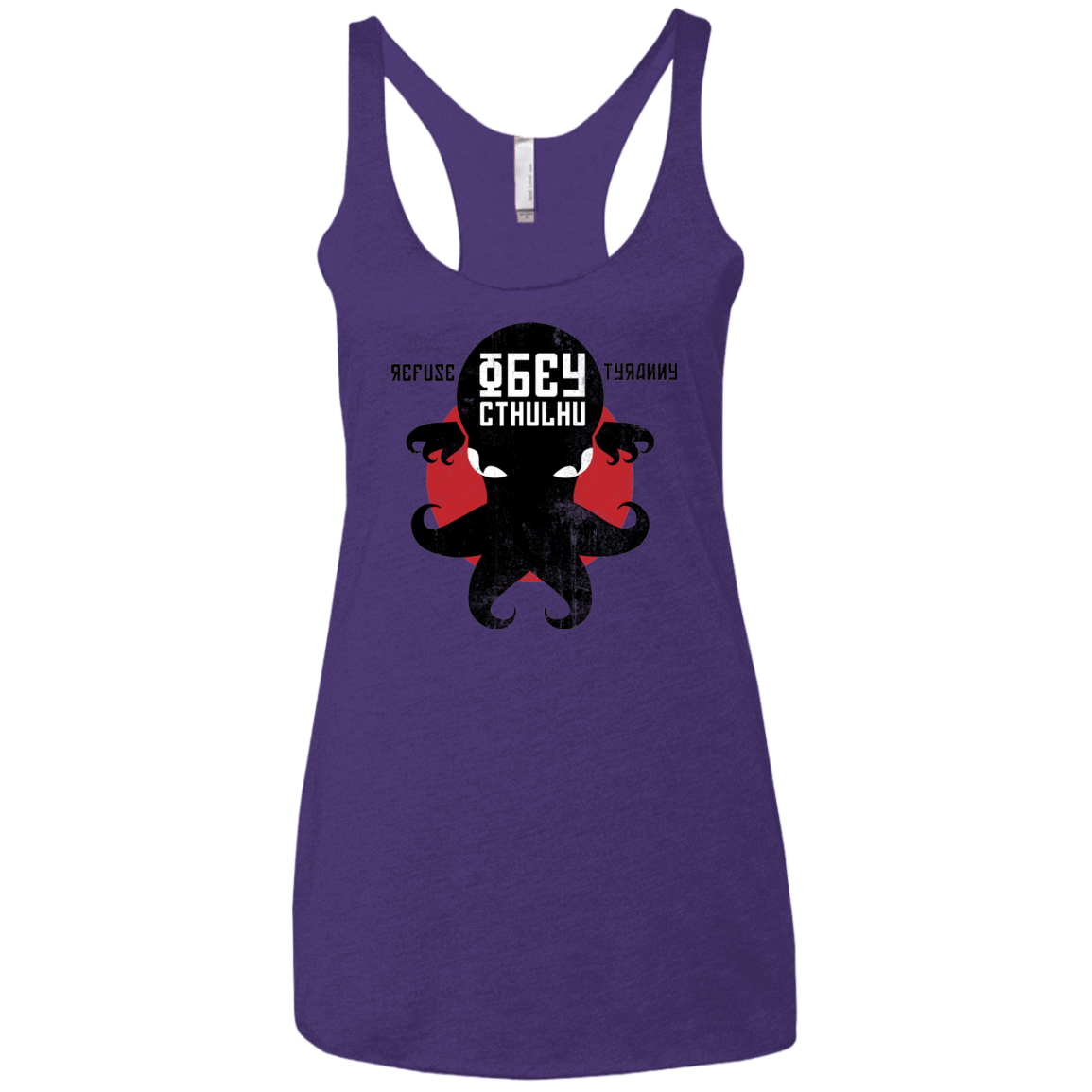 T-Shirts Purple / X-Small Refuse Tyranny, Obey Cthulhu Women's Triblend Racerback Tank