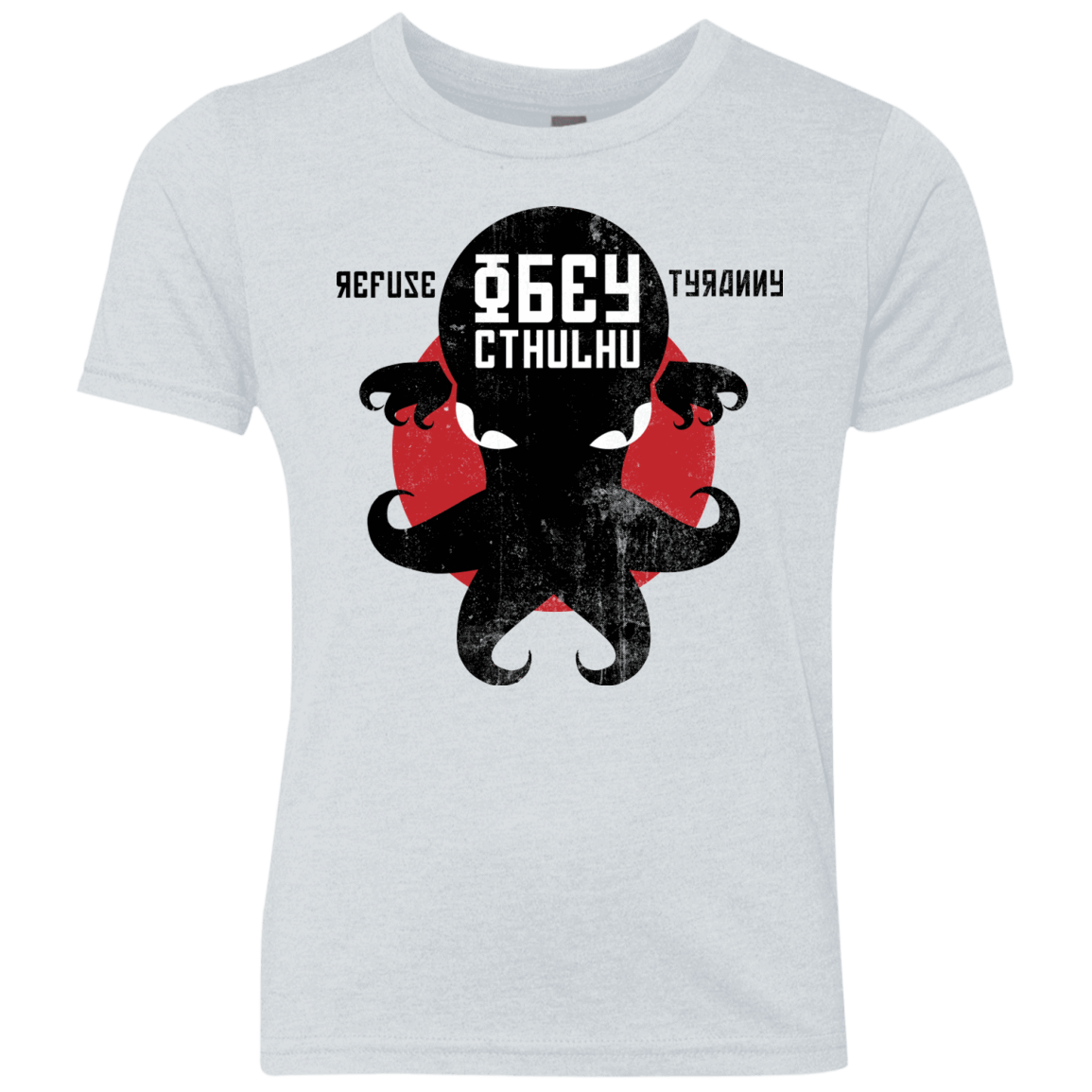 T-Shirts Heather White / YXS Refuse Tyranny, Obey Cthulhu Youth Triblend T-Shirt