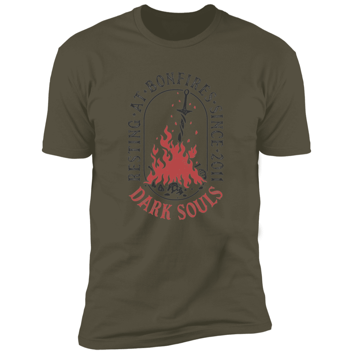 T-Shirts Military Green / S Resting at Bonfires Men's Premium T-Shirt