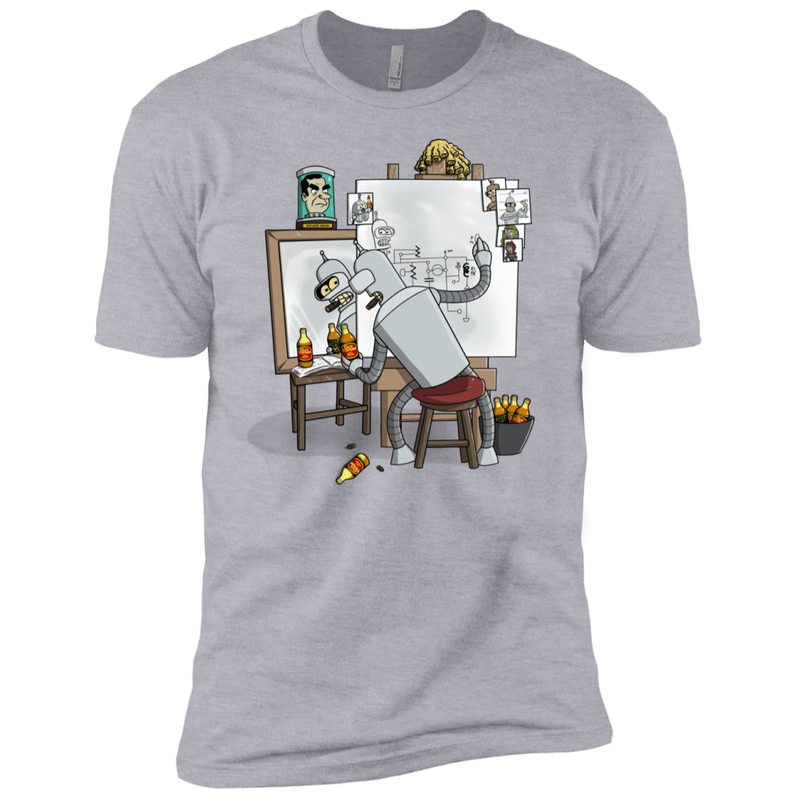T-Shirts Heather Grey / YXS Retrato de un Robot Boys Premium T-Shirt