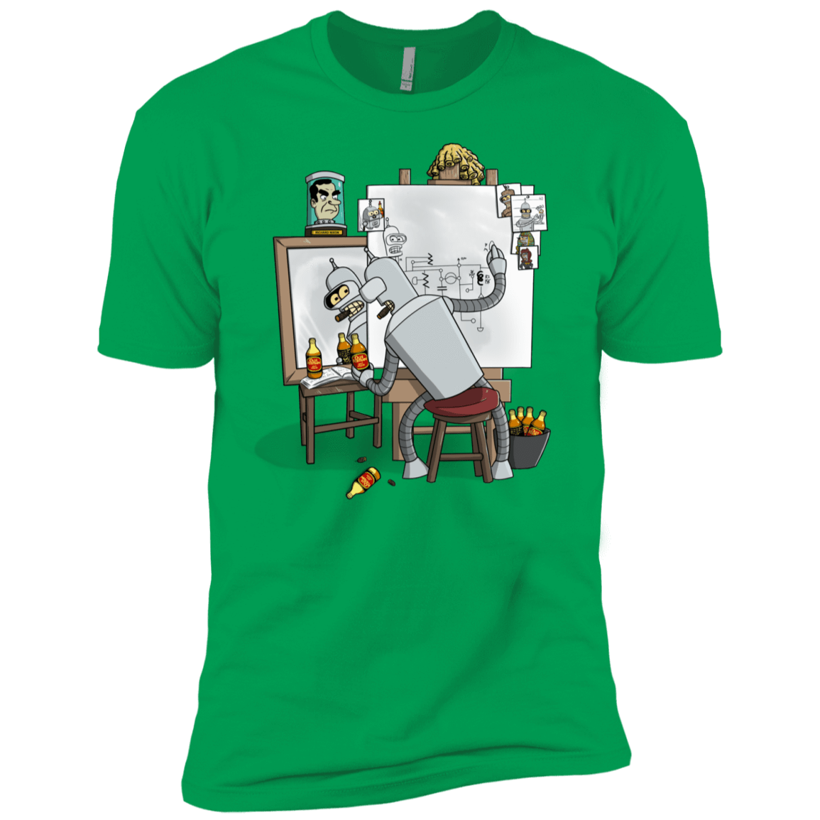T-Shirts Kelly Green / YXS Retrato de un Robot Boys Premium T-Shirt