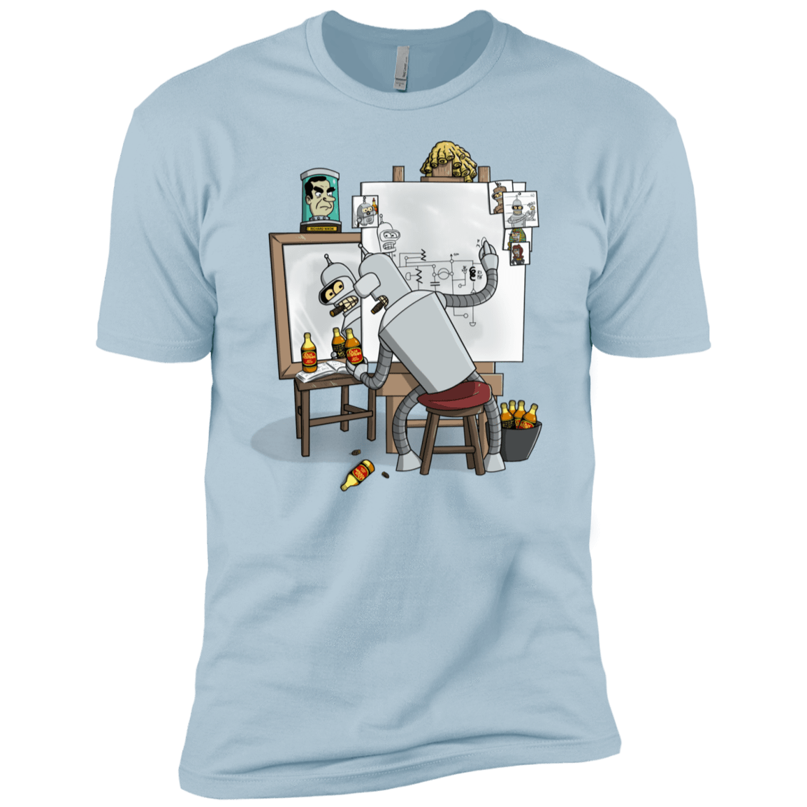 T-Shirts Light Blue / YXS Retrato de un Robot Boys Premium T-Shirt