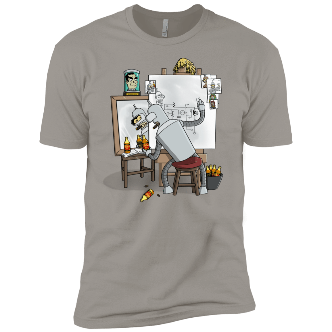 T-Shirts Light Grey / YXS Retrato de un Robot Boys Premium T-Shirt