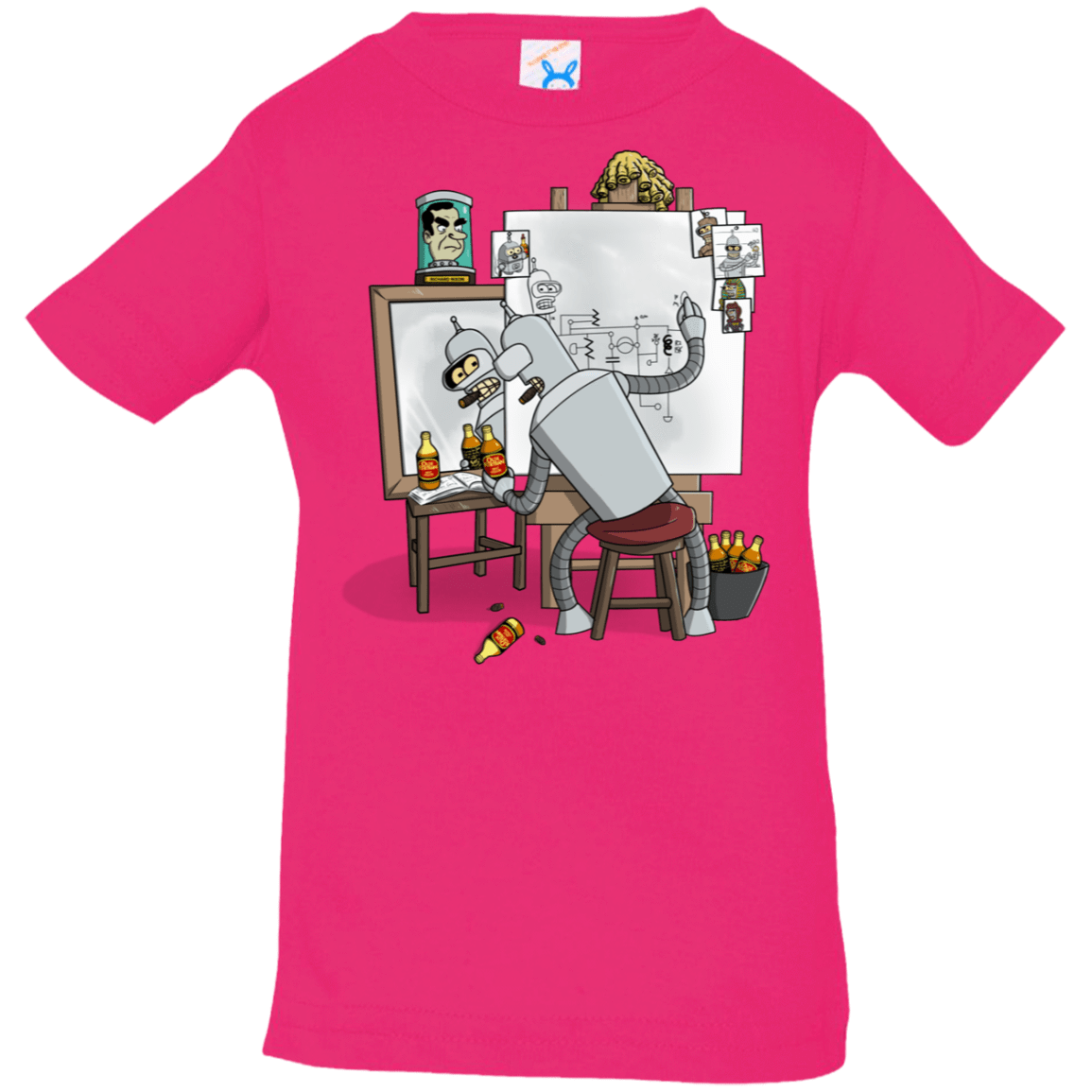 T-Shirts Hot Pink / 6 Months Retrato de un Robot Infant Premium T-Shirt